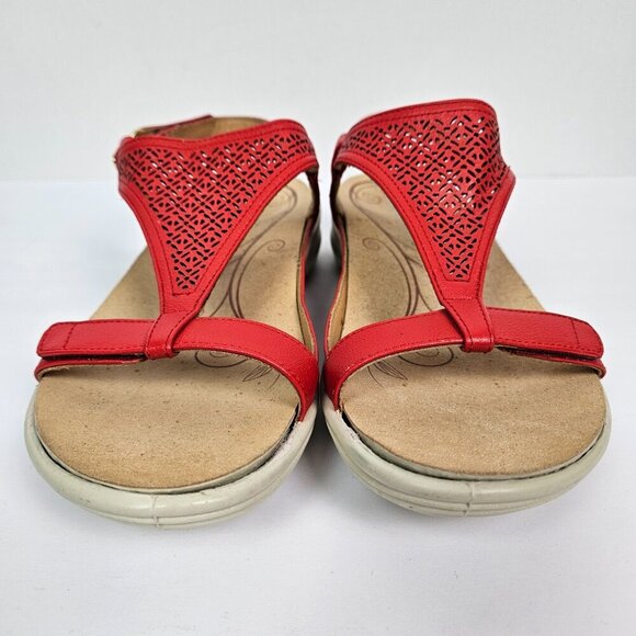 Revere Santa Fe Red Leather Adjustable/T-Strap Comfort Sandal EU 41 W/US 10 W - Picture 3 of 13